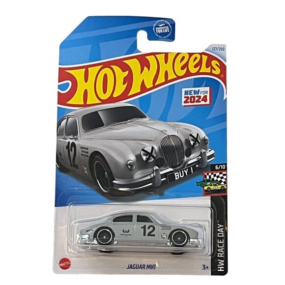 Hot Wheels Jaguar MK1 HW Race Day 2024 Gray Collector Car 127/250 - Picture 1 of 7